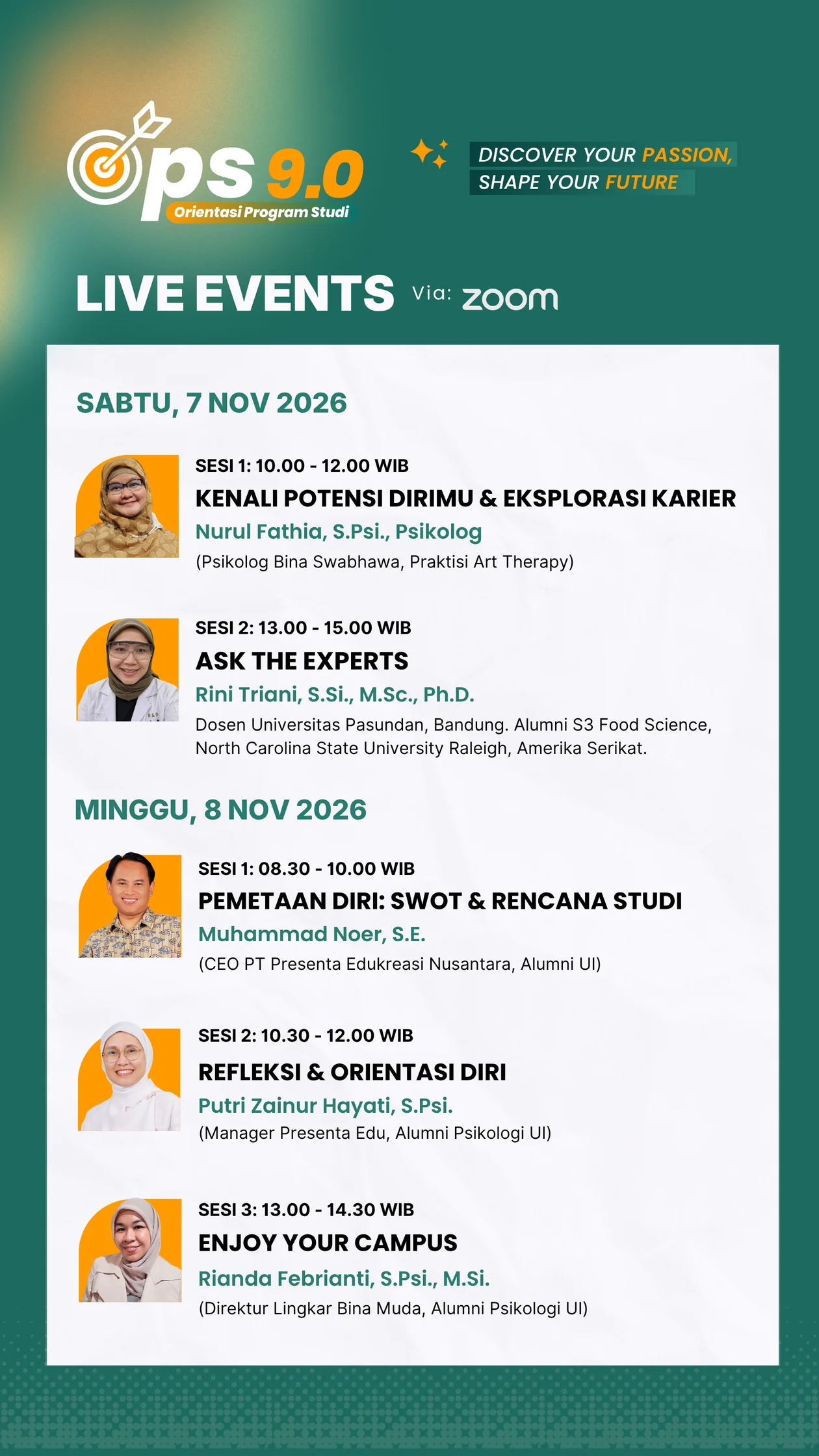 Rundown Live Events OPS 9.0, Sabtu-Minggu 7-8 November 2026